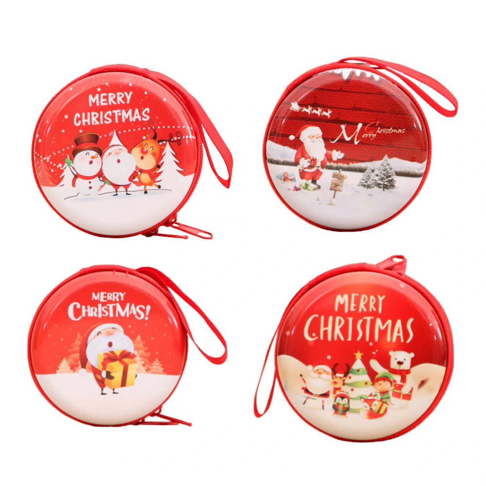 4Pcs Christmas Coin Purse Cartoon Change Purse Festival Children Gifts (Red)