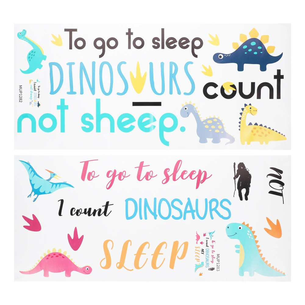 2 Sheets Dinosaur Pattern Design Wall Decals Kids Bedroom Wall Sticker Wall Decoration