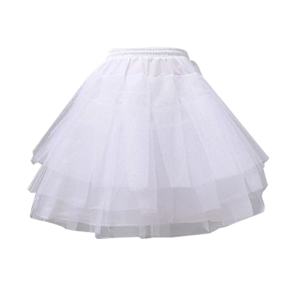 45cm Tutu Skirt Crinoline Bone Short Skirt Brace Pannier Four-layer Gauze Skirt Performance Dress for Woman Girl LAdy (White)