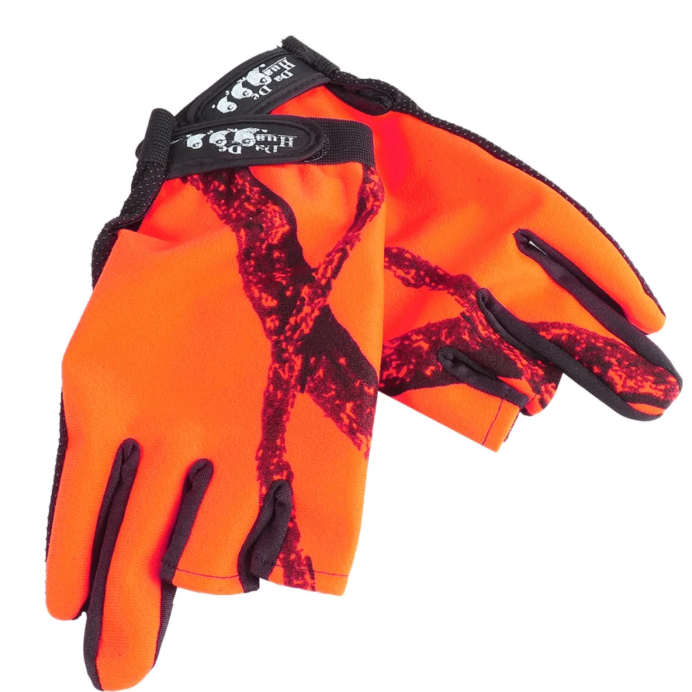 1 Pair Fashion Gloves Anti-Slip Gloves Waterproof Gloves 3 Finger Exposure Gloves for Driving Cycling Fishing Camping (Orange)