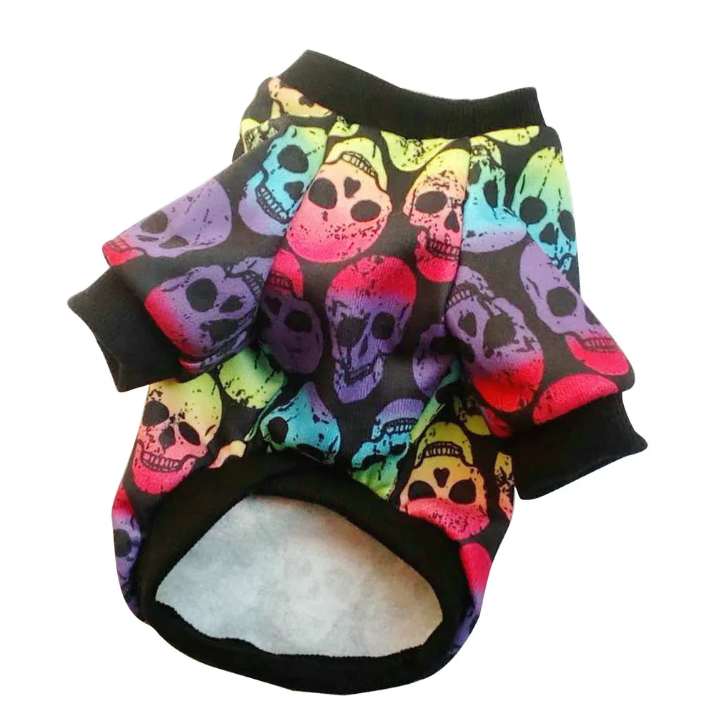 1Pc Halloween Pet Costume Funny Skull Head Printing Dog Sweater Pet Supplies