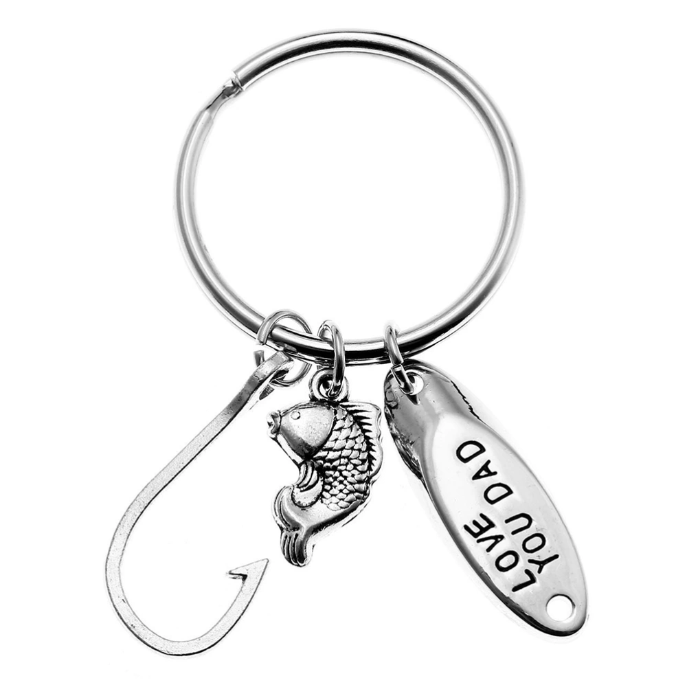 I LOVE YOU DAD Key Chain  Fish Hookl Key Ring for Father's Day Dad Gift