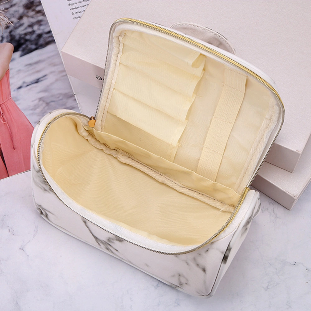 2pcs Marble Pattern Cosmetic Bag Travel Storage Bag Makeup Pouch Large Capacity Makeup Tool Bag Stationery Organizer for Women