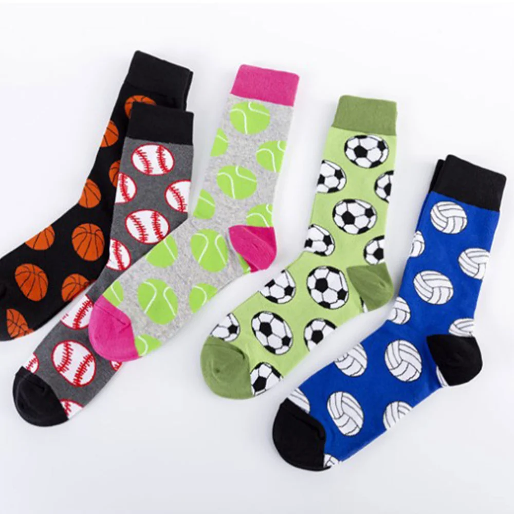 Autumn Winter Socks Creative Ball Pattern Series Stocking Cold Protection Socks Casual Warm Socks for Men Male (Basketball Pattern)