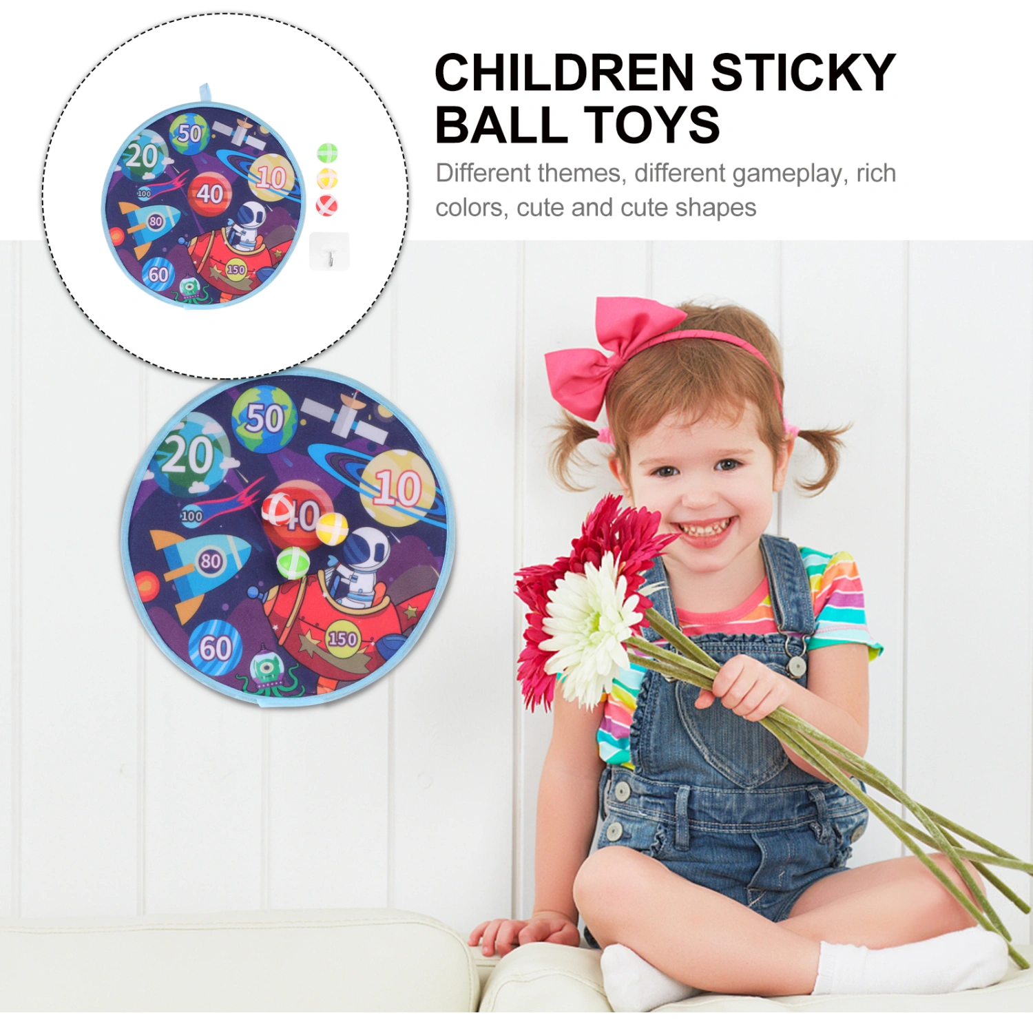 1 Set Children Sticky Ball Toys Cartoon Dart Board Throwing Game Plaything