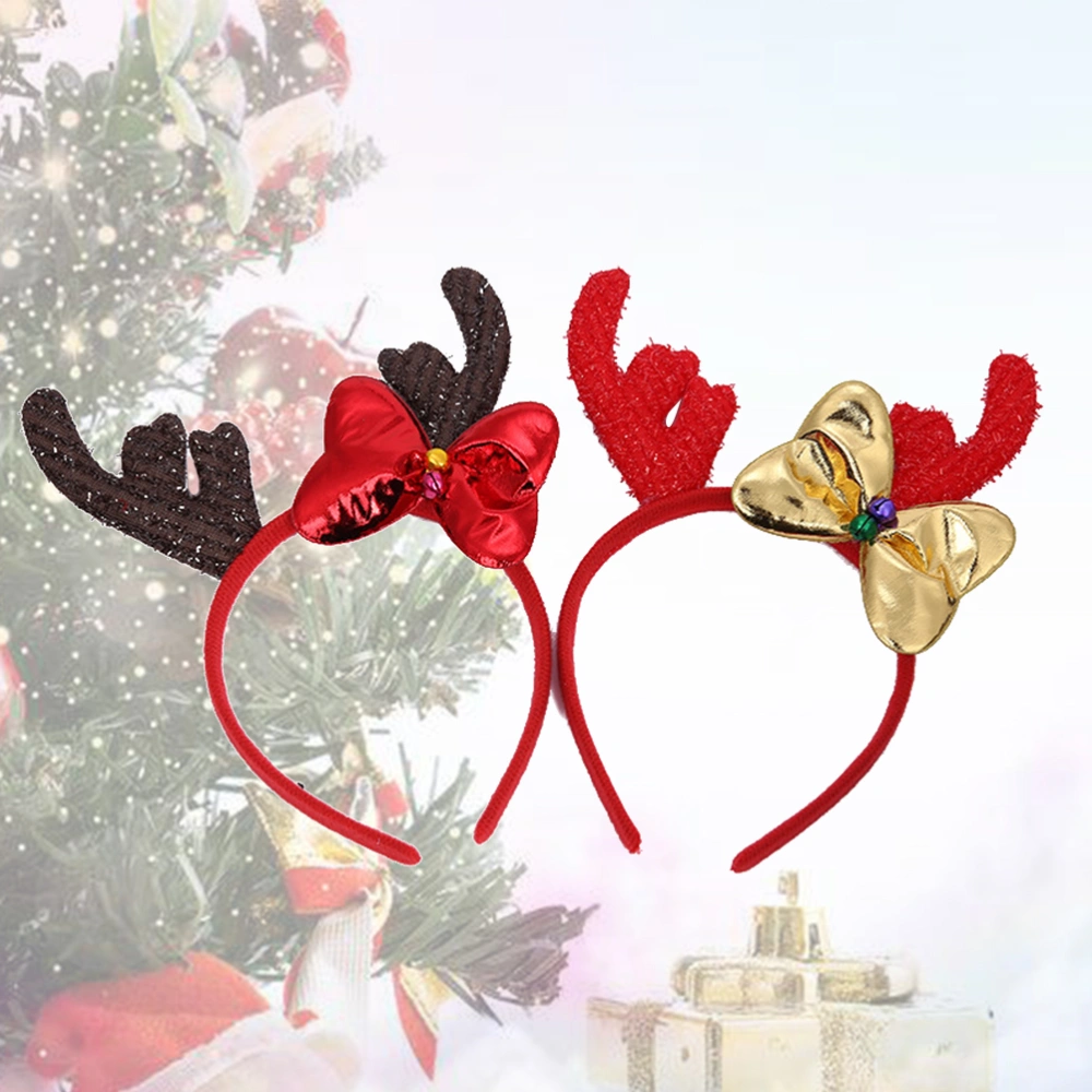 2pcs Cartoon Elk Hair Band Bowknot Antler Hair Kid Hair Accessories for Christmas Eve