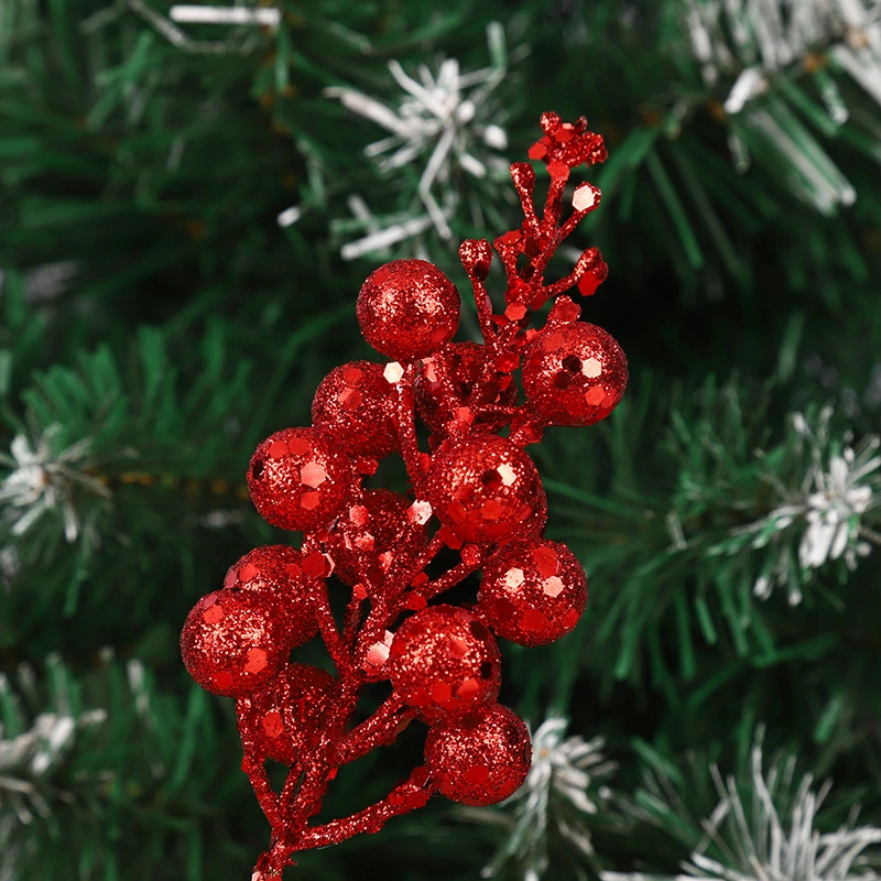 10pcs Artificial Berry Stems Glitter Fake Berry Branch for Christmas Tree Wreath Decorations