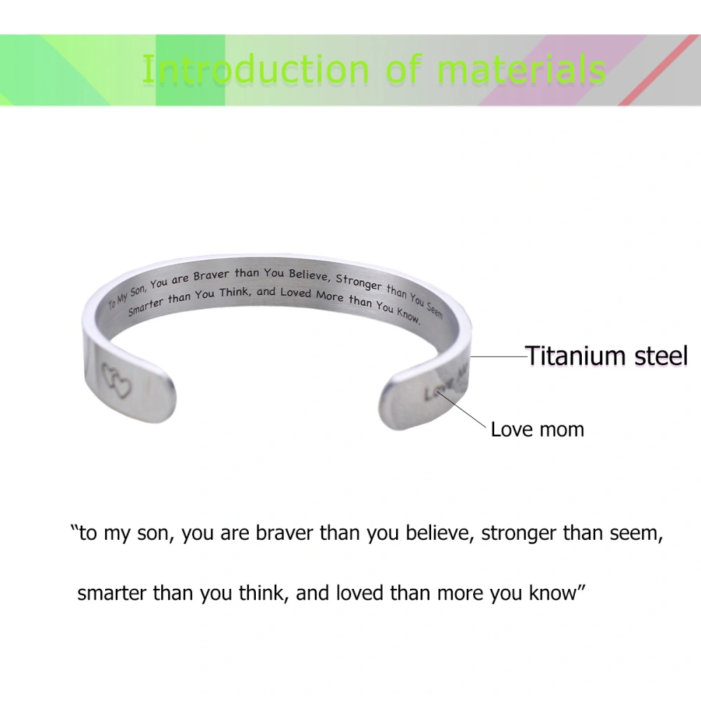 Opening Bracelet Titanium Steel My Son Letter Personalized Bracelet Gift Hand Decor for Men (10mm)