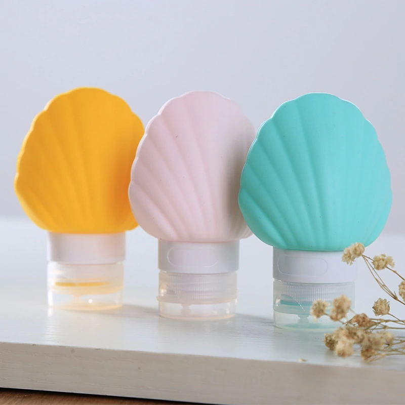 3 pcs Silicone Squeeze Bottles Empty Lotion Bottles Refillable Shampoo Bottles Shell Shape Bottles