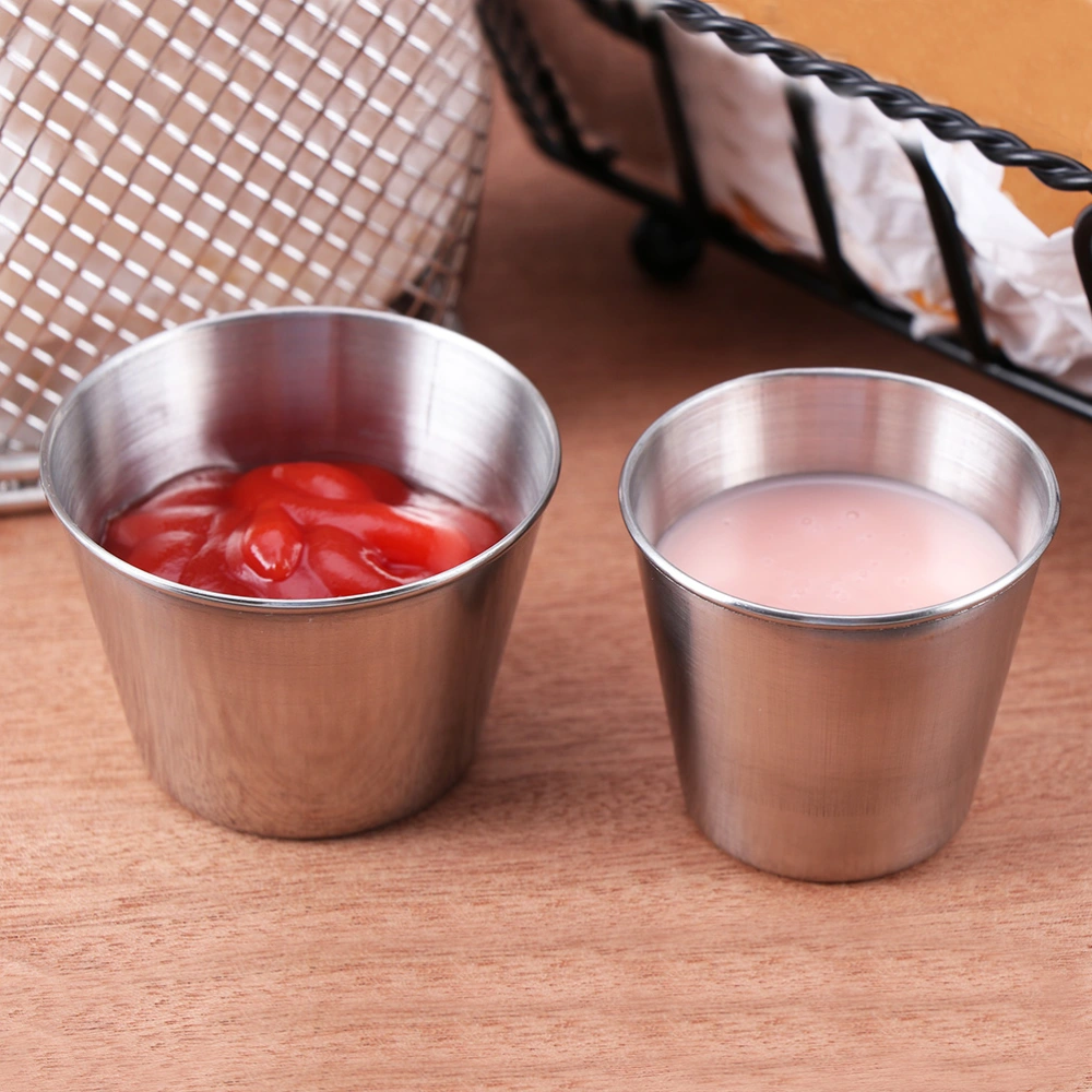 50ml Stainless Steel Sauce Cups Reusable Sauce Container Dipping Bowl for Restaurant Home (Small Size)