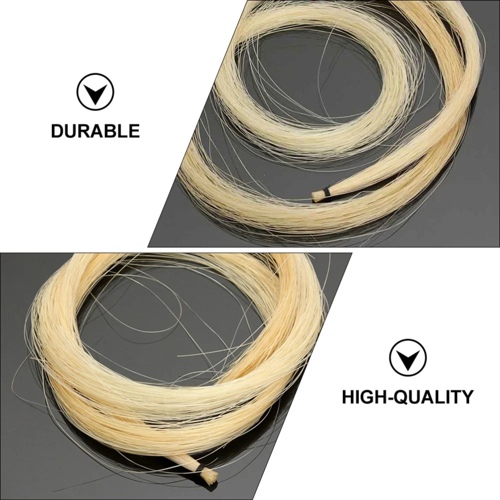 4pcs Natural Violin Bow Horse Hairs Instrument Accessories for Violin (Khaki)