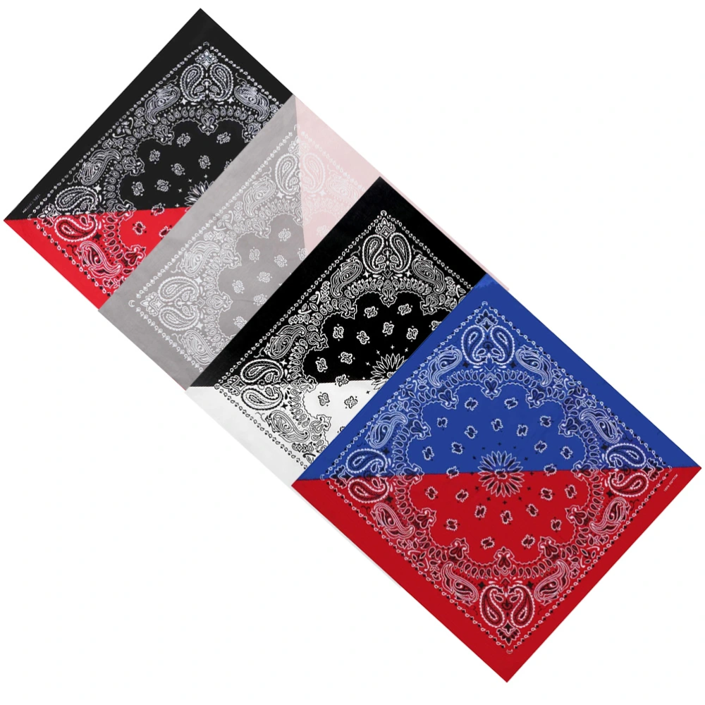 4PCS Outdoor Paisley Pattern Headscarves Fashion Two Color Hiphop Scarves Cotton Kerchiefs Ornament Mask Kerchiefs (Random Color)