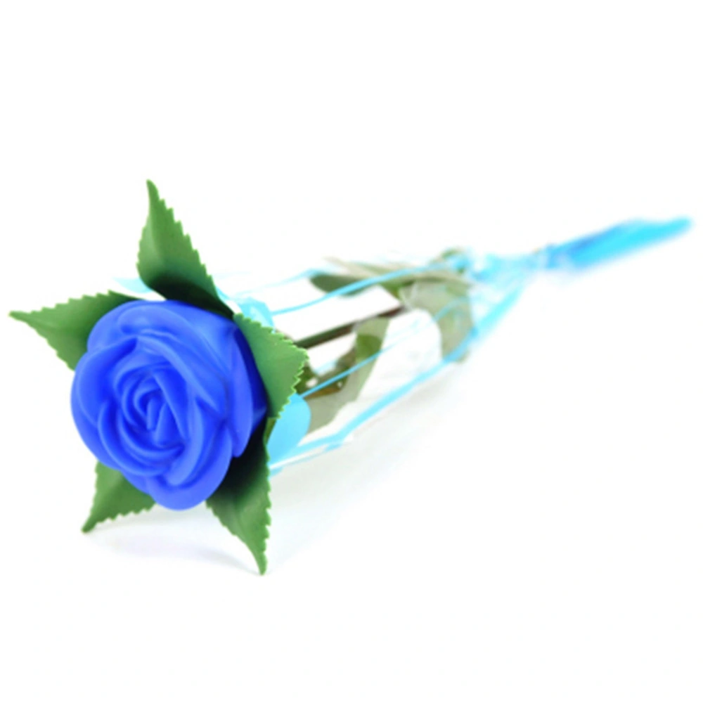 6pcs Valentine's Day Simulation Roses Colorful Light-up Flower Romantic LED Ornaments Gift (Blue)