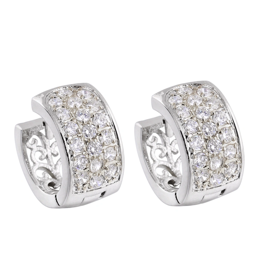 Pair of Women Girls Arc Style ER0446-B-B 18K Gold Plated Ear Pendants Earrings (White)