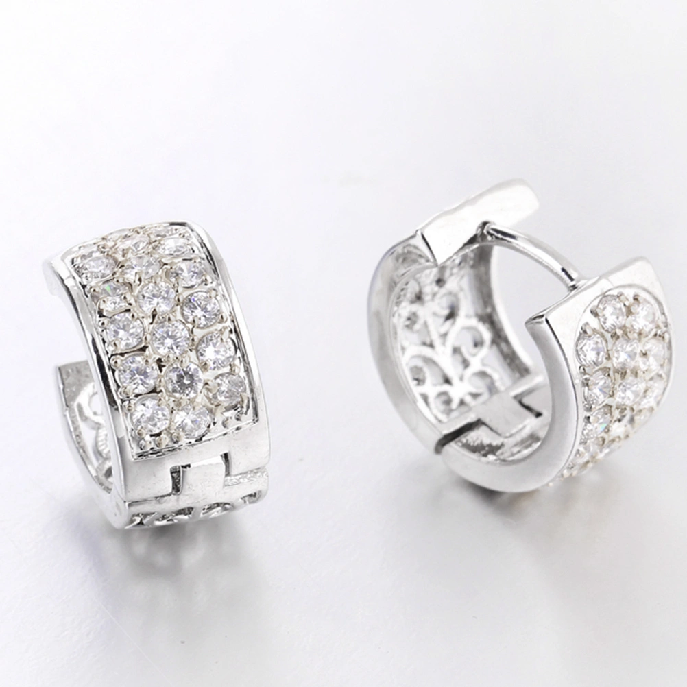 Pair of Women Girls Arc Style ER0446-B-B 18K Gold Plated Ear Pendants Earrings (White)
