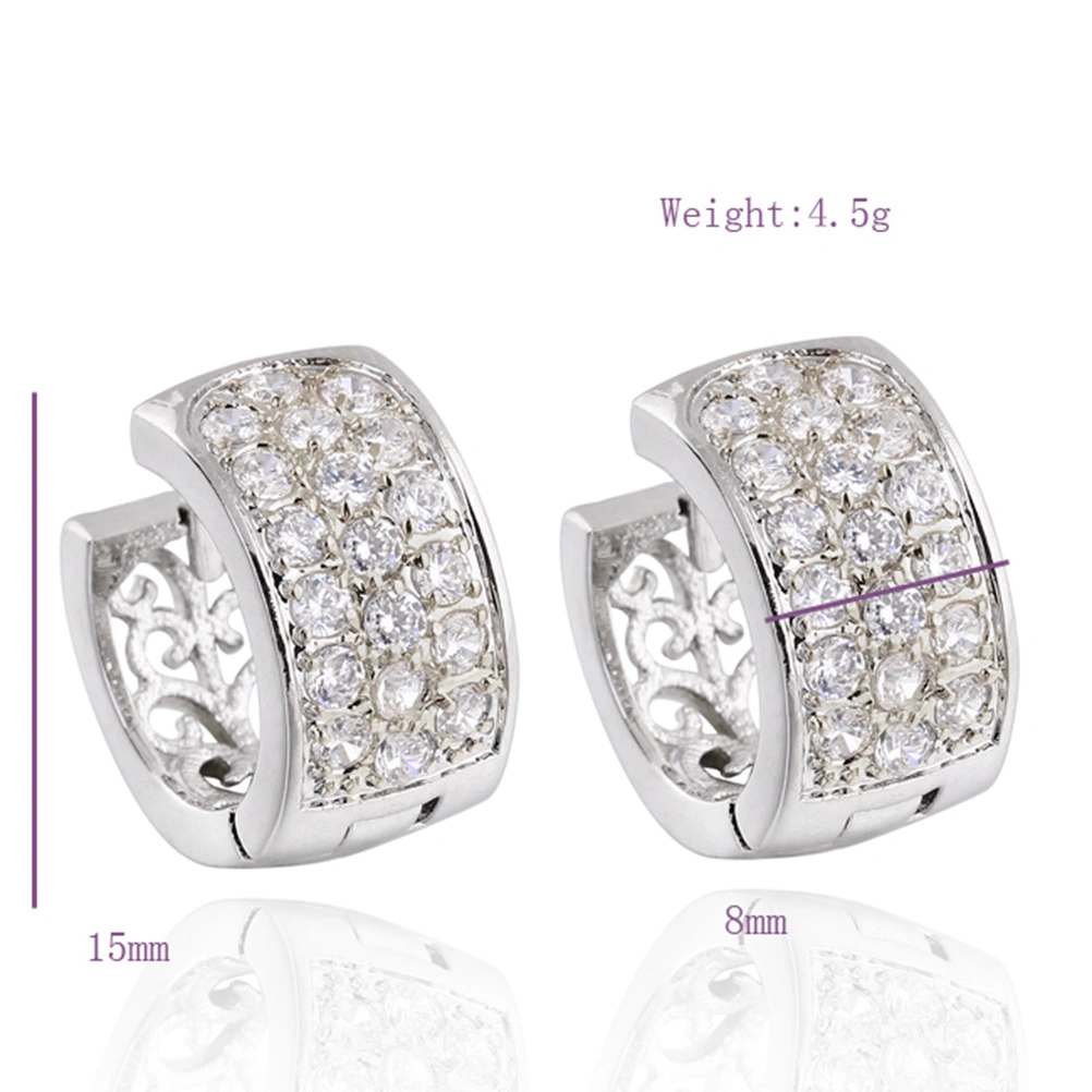 Pair of Women Girls Arc Style ER0446-B-B 18K Gold Plated Ear Pendants Earrings (White)