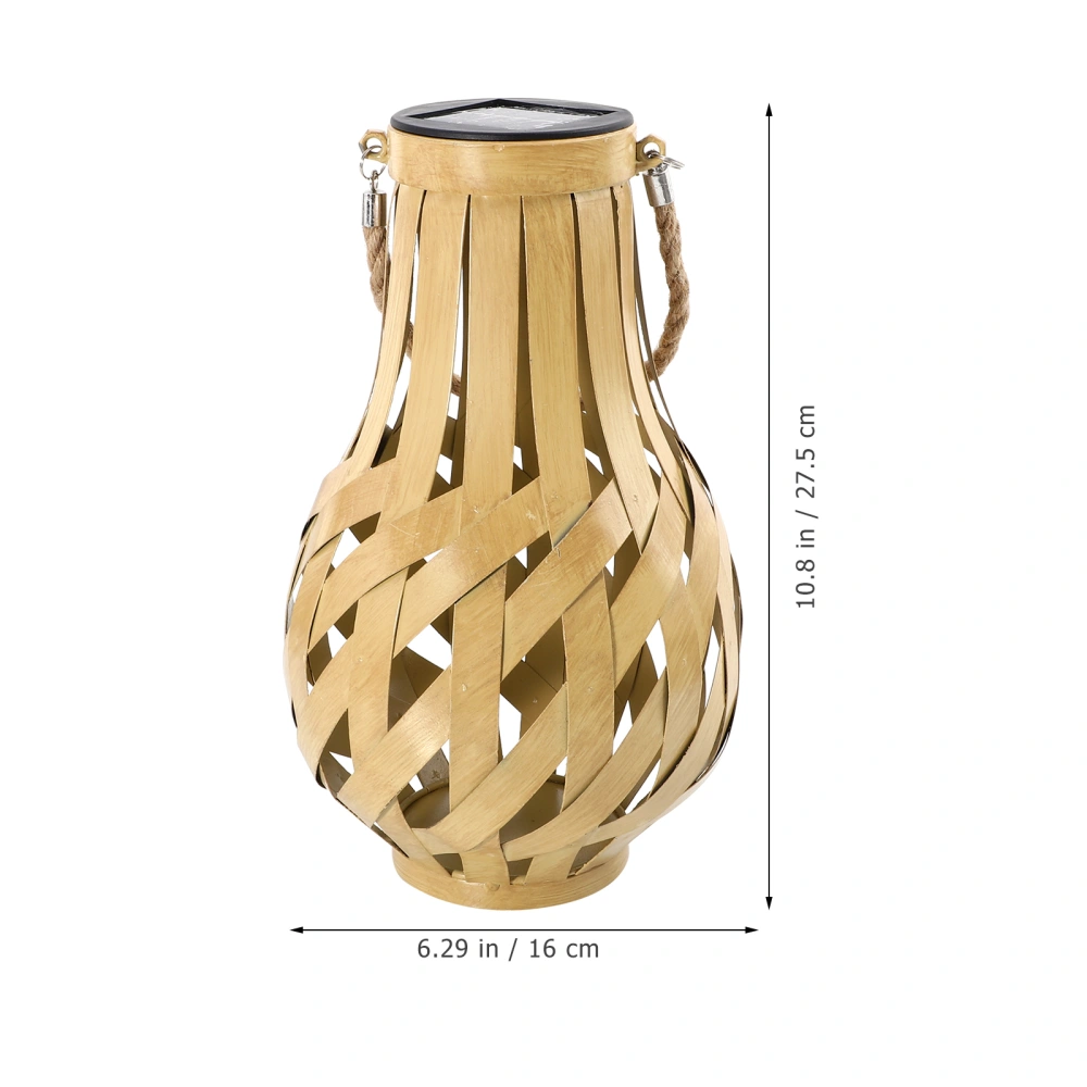 1pc Yard Outdoor Solar Lantern Hollow Out Imitation Bamboo Weaving Solar Light