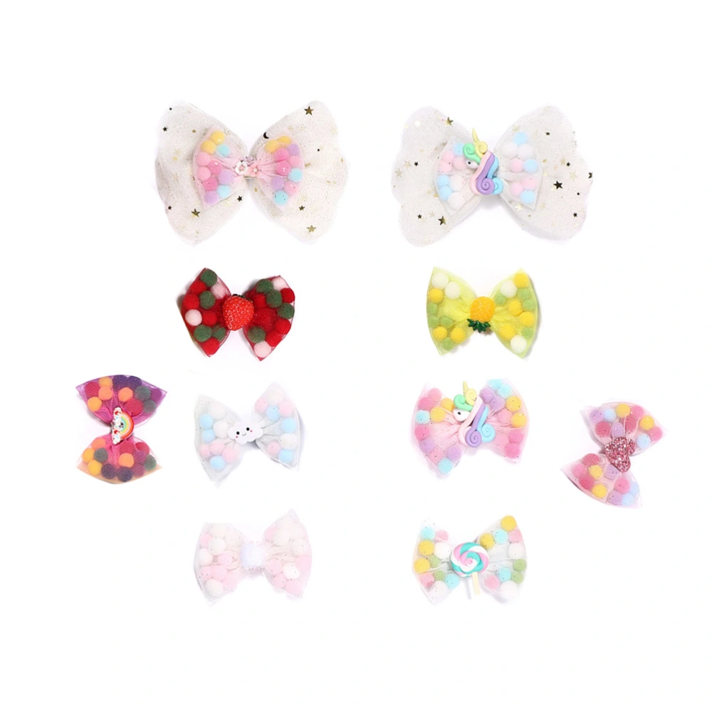 2Pcs Unicorn Design Hair Clips Baby Girls Barrette Bowknot Mesh Hair Colorful Headdress Headwear for Girls Kids