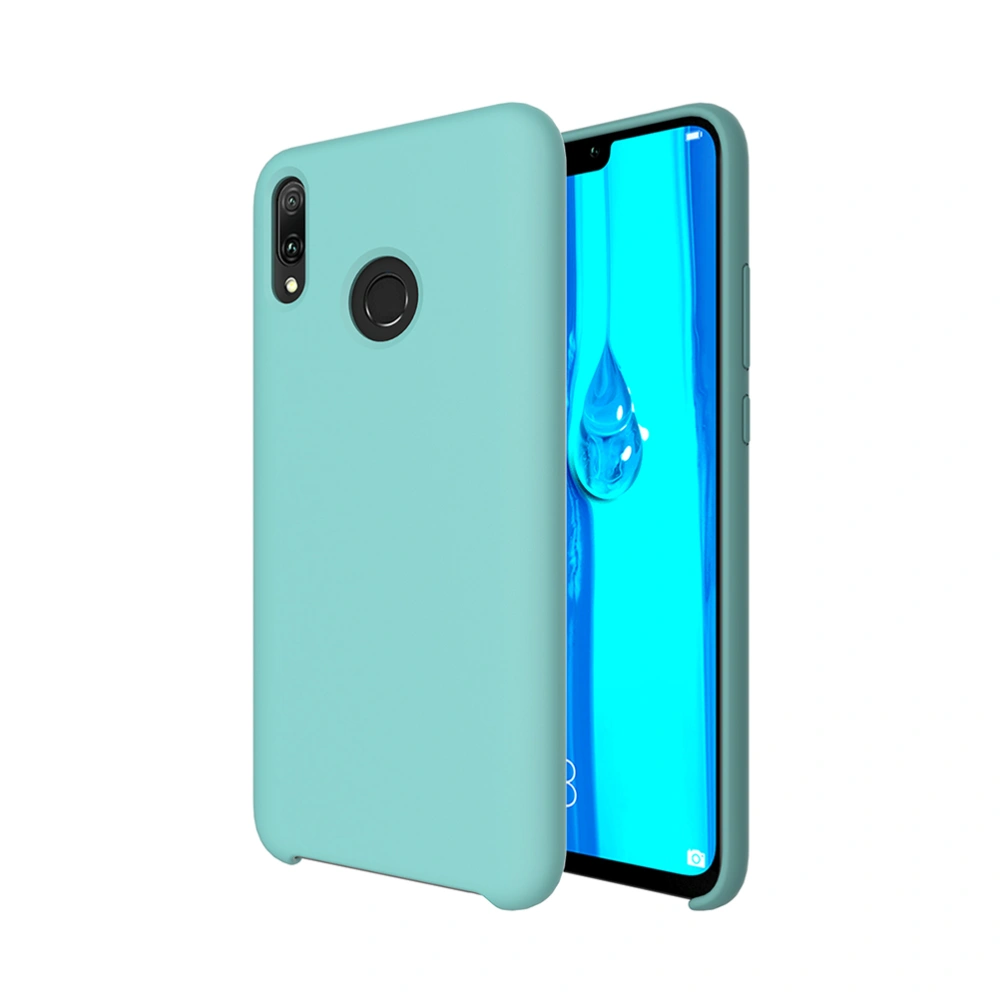 Solid Silicone Phone Case Premium Scrub Craft Anti-scratch Full-covered Phone Cover Mobile Shell for Huawei Y9 2019 (Sky Blue)