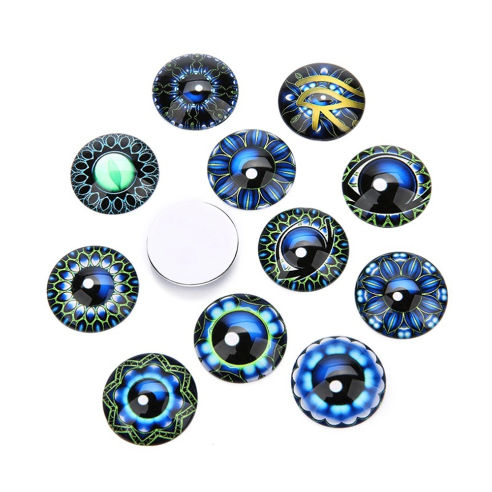 20PCS 25MM DIY Time Glass Patch Round Shape Pattern Eye Glass Interface Creative DIY Pattern Eye Glass Patches Delicate Pattern Eye Glass Patches for DIY Crafts Making (Blue)