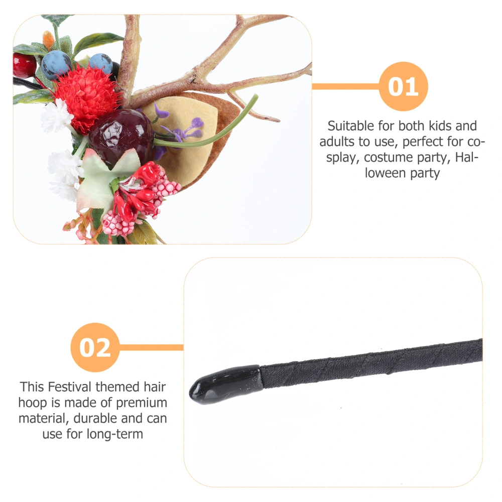 1pc Halloween Headband Simulated Branch Fruit Hairband Cosplay Hair Accessory