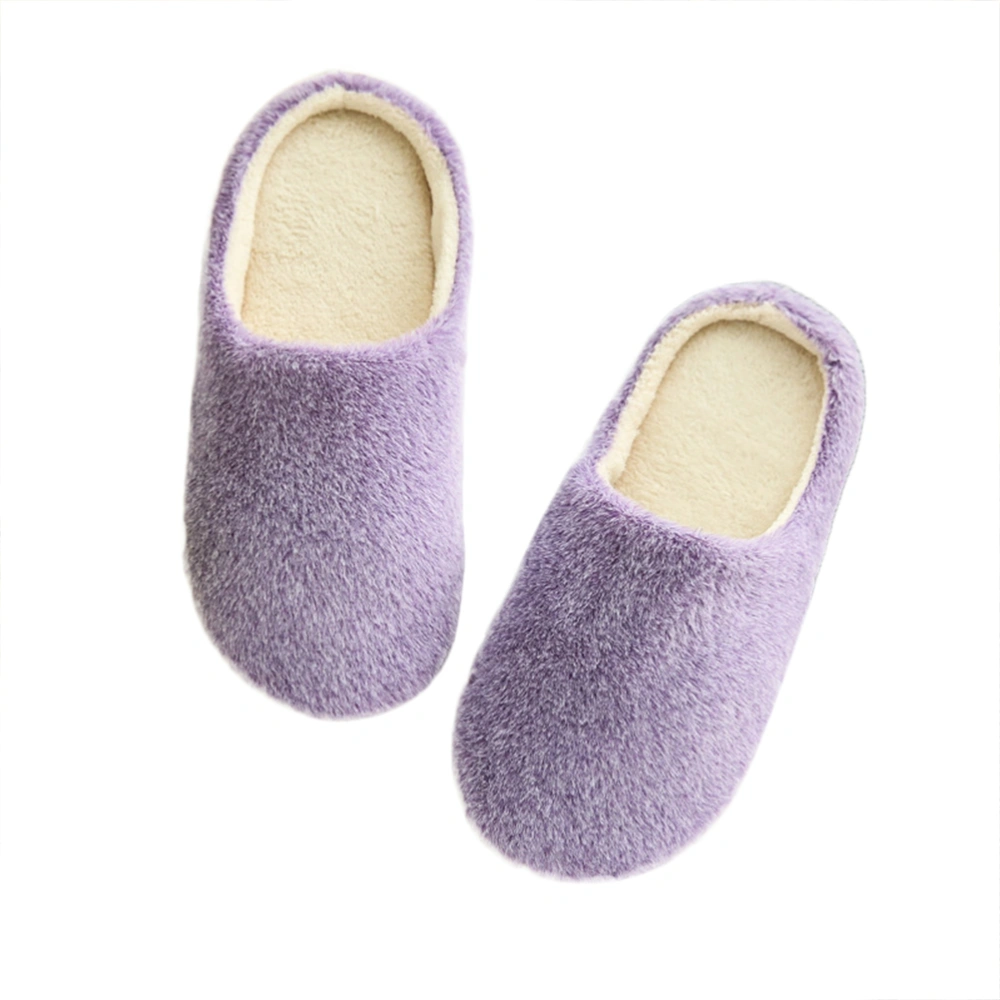 Women's Cozy Furry House Slippers Mens Cotton-Padded Plush Slippers Couples Winter Home Shoes - Size 38/39 (Purple)