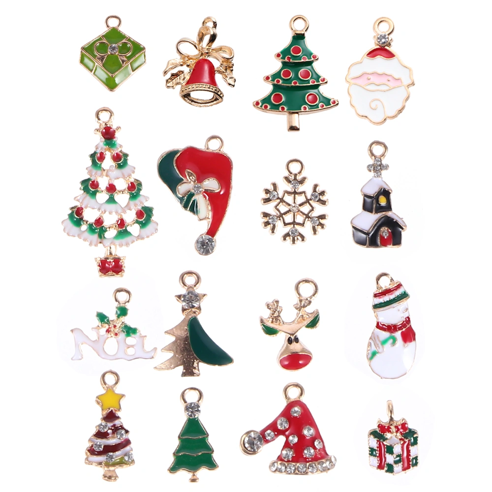 16pcs Alloy Pendant Charm Set Christmas DIY Pendant Jewelry Making Accessories