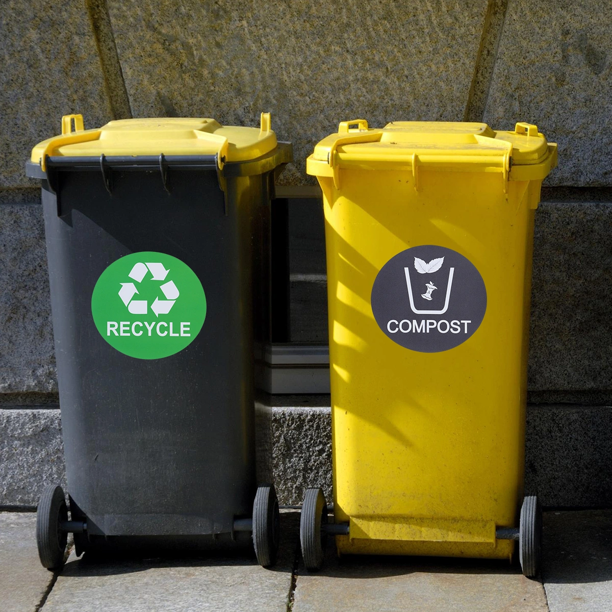 12PCS Garbage Can Letter Printing Sticker Recycling Trash Bin Marking Sticker Self Adhesive Trash Can Patch for Trash Decor (Random Style)