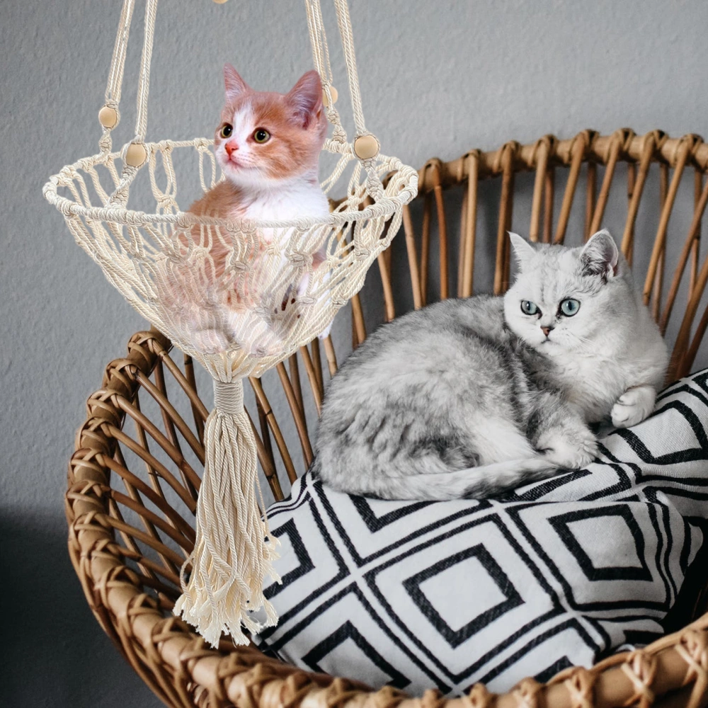 Bohemian Woven Kitten Cradle Cat Nest Hammock Pet String Bag Pet Sleeping Supply