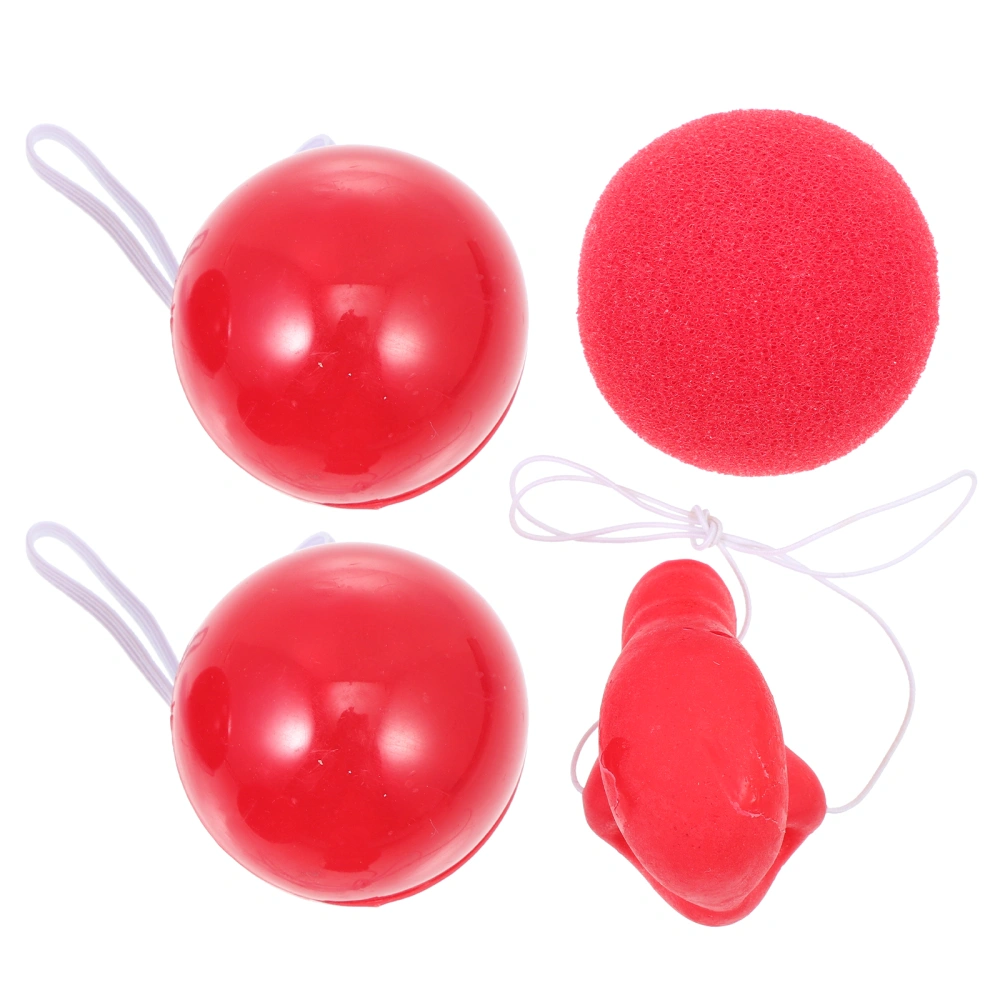 4pcs Decorative Clown Noses Adorable Red Noses Party Cosplay Nose Props