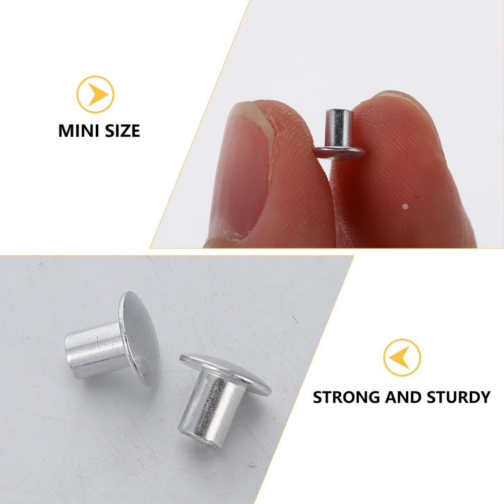 200pcs Practical Aluminum Alloy Flat Head Semi-tubular Rivets Silver Tone