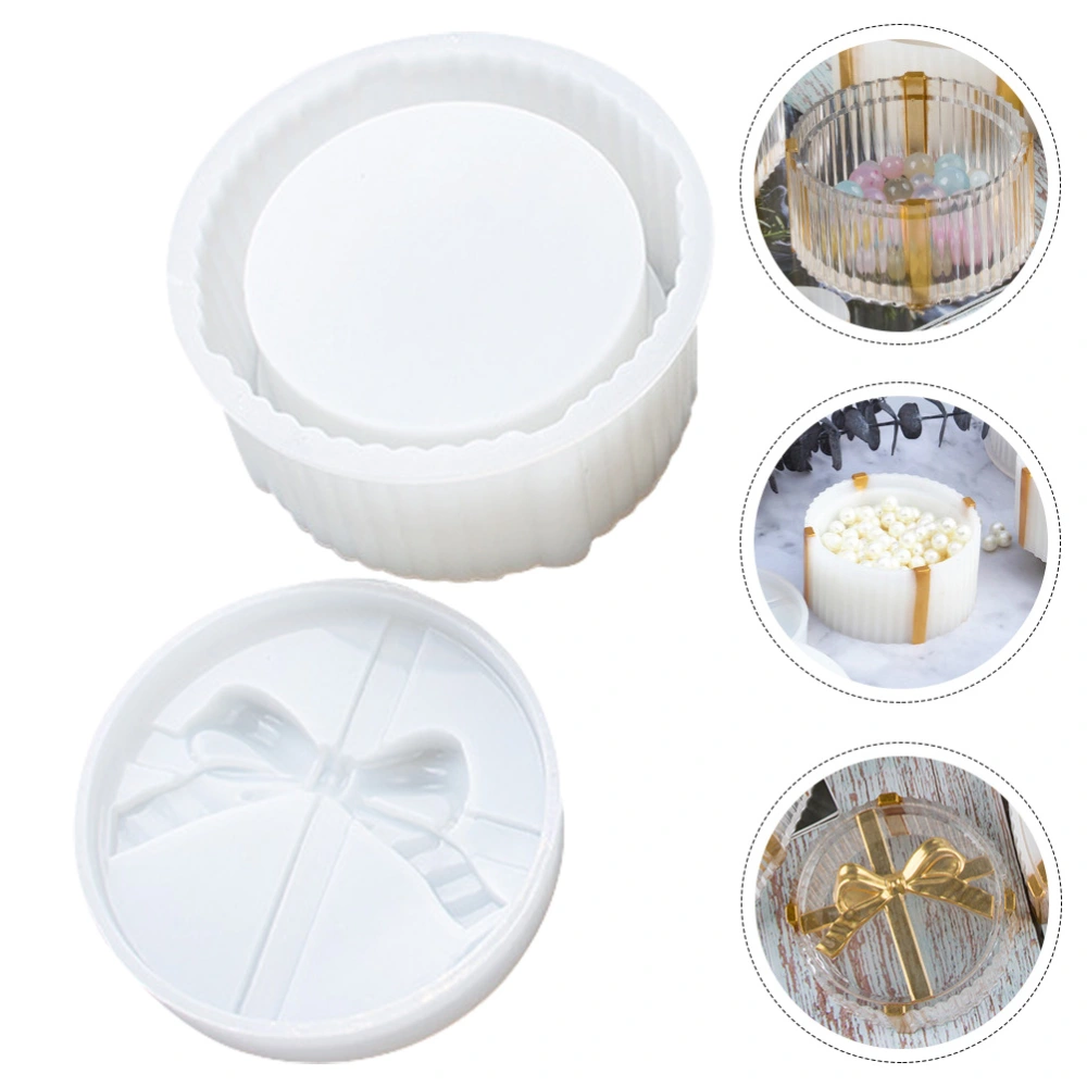 1 Set Crystal Epoxy DIY Round-shape Storage Gift Box Mold Bow Silicone Mold