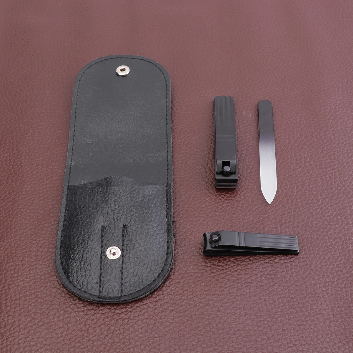 3Pcs Professional and Durable Black Nail Clipper Cutter Trimmer Nail File Set (Black)