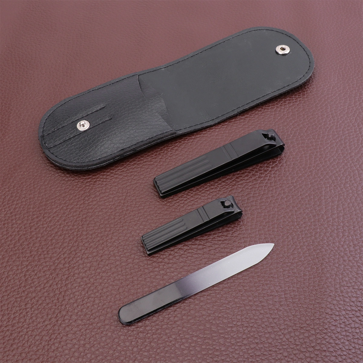 3Pcs Professional and Durable Black Nail Clipper Cutter Trimmer Nail File Set (Black)