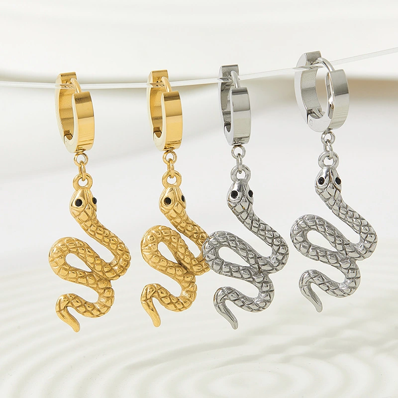 High-grade Snake-shaped Earrings Gold-plated Personality Simulated Snakes Ear Studs