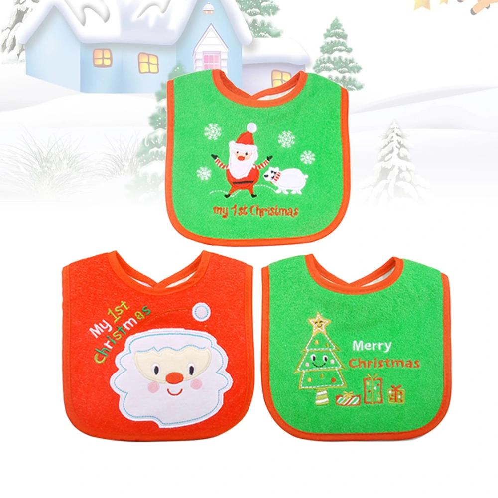 3pcs Christmas Baby Bib Lovely Infant Bib Saliva Towel Lunch Feeding Bibs for Newborn Baby Infant