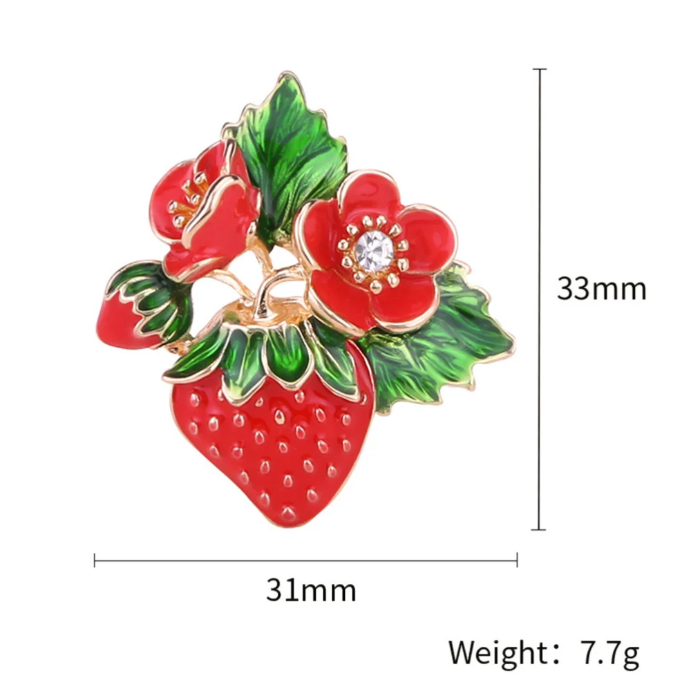 1PC Lovely Fruit Brooch Simulated Strawberry Breastpin Delicate Drip Oil Strawberry Badge Decor Alloy Strawberry Clothing Decor Cartoon Drip Oil Strawberry Breastpin for Girl Kids Lady Decor Red