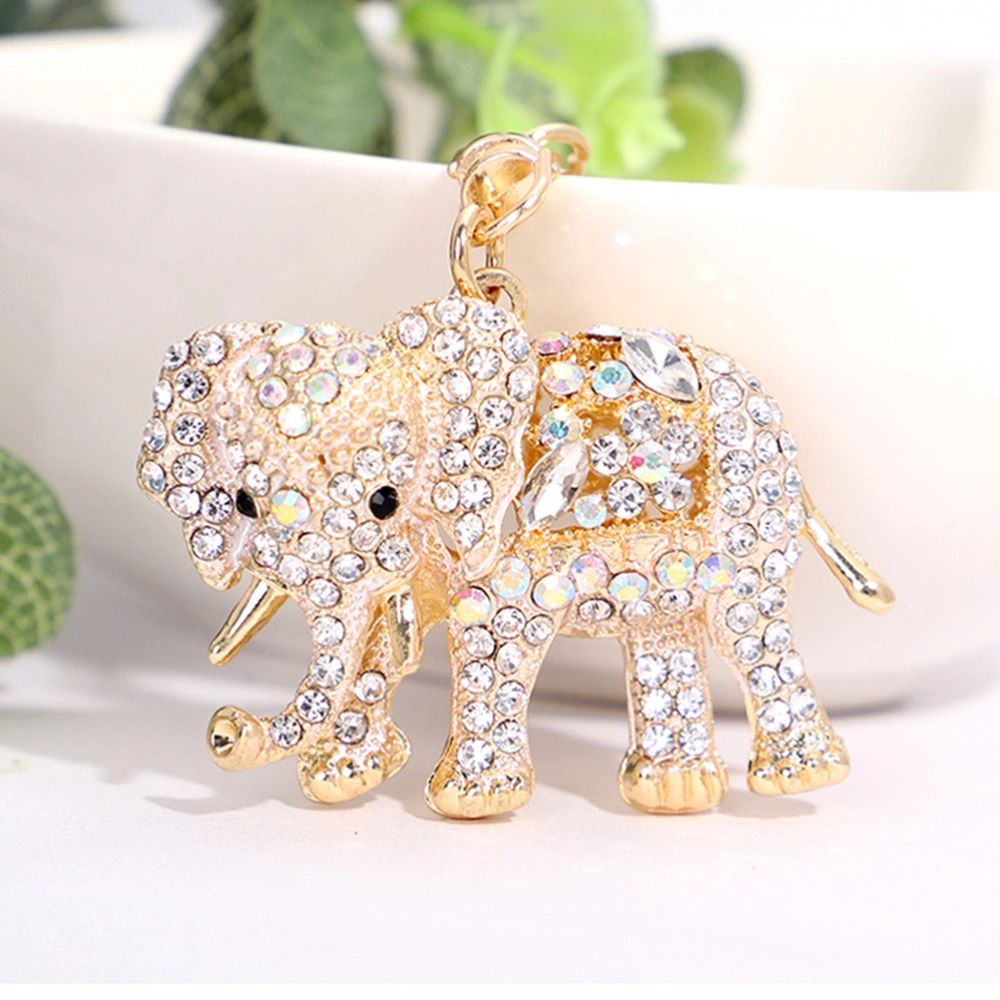 Attractive Keychain Pendant Elephant Shaped Design Bag Accessories Fashion Key Holder for Keychain Handbag Decoration (White)