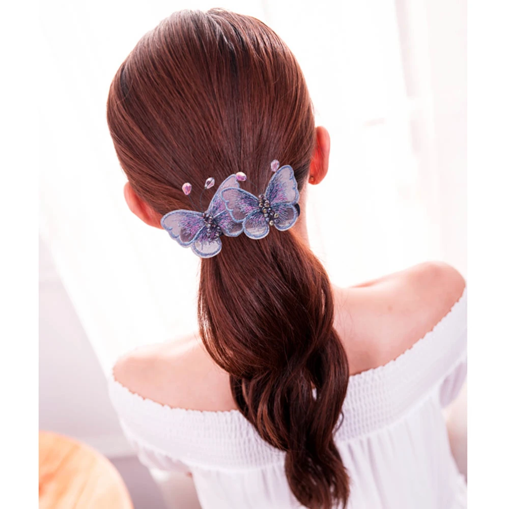 1pc Embroidery Hairpins Imitated Crystal Inlaid Hair Clips for Women Lady (Purple)