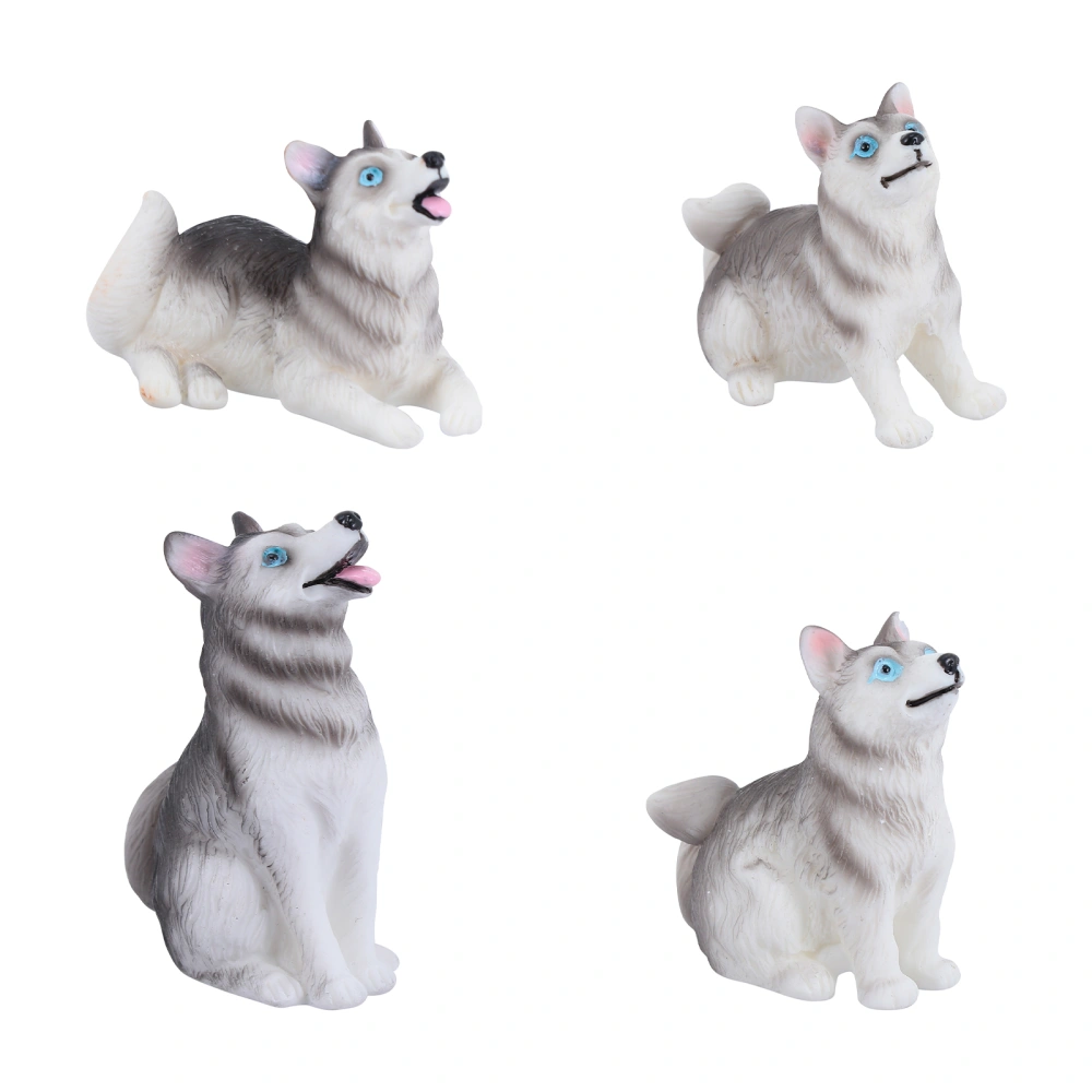 4pcs Miniature Husky Dog Figures Animal Toys Figurines Fairy Garden Decorations