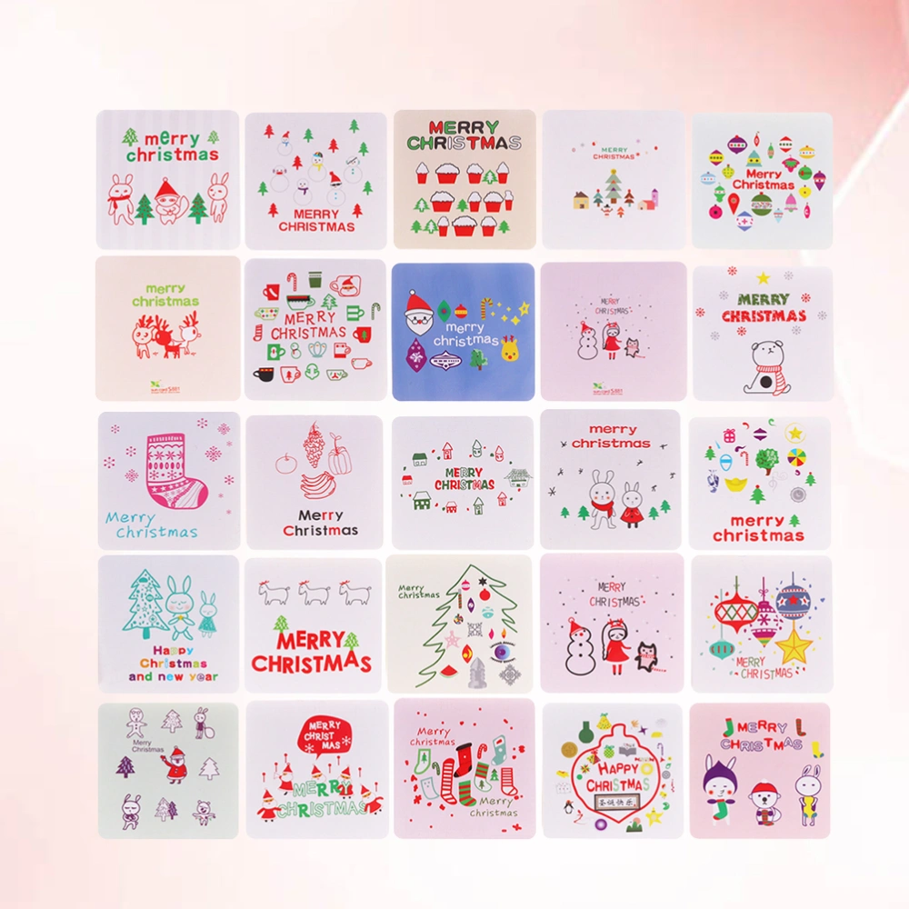 144pcs Mini Christmas Greeting Creative Merry Christmas Painted Blessing Gift for Festival Random Pattern