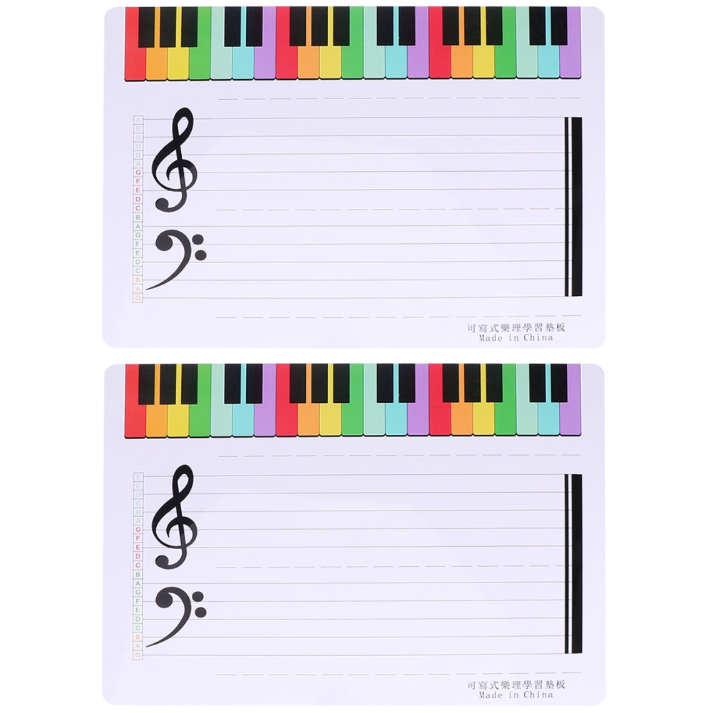 2Pcs Erasable Writing Staff White Board Music Teaching Practice Board(White)