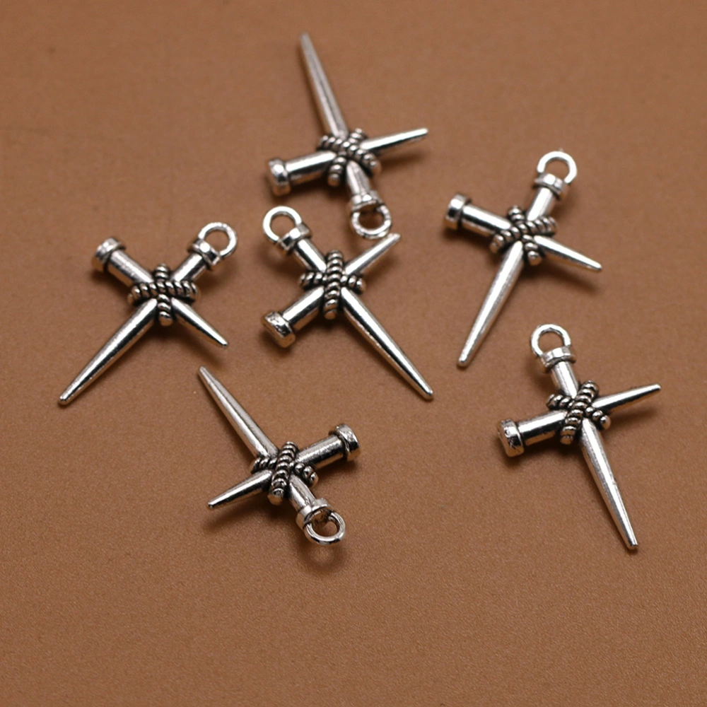 20pcs Alloy Cross Necklace Pendant Charms DIY Jewelry Making Accessories for Earrings Bracelet Antique Silver