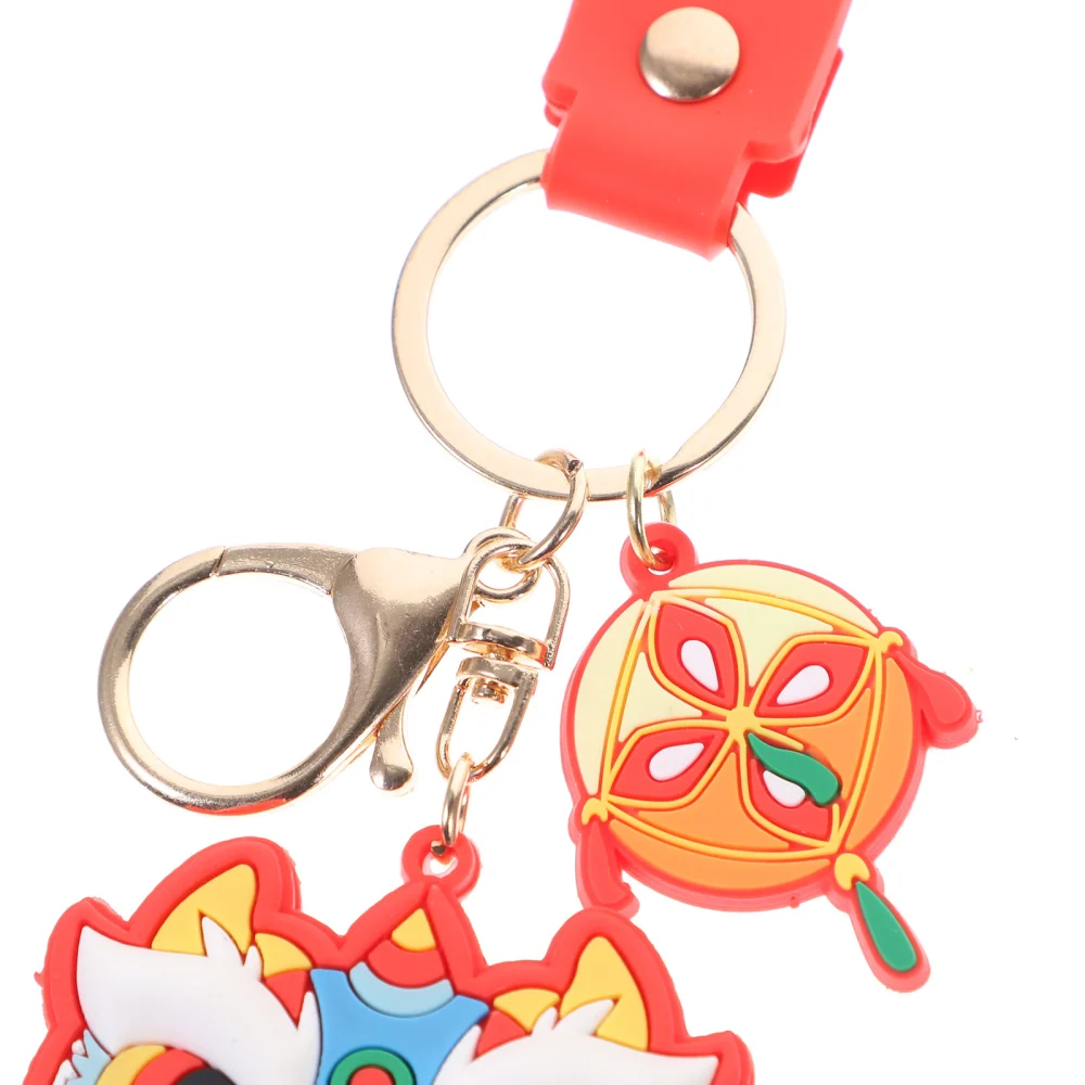 2Pcs Chinese Style Dance Lion Keychain Cartoon Lion key Ring for Bag Backpack