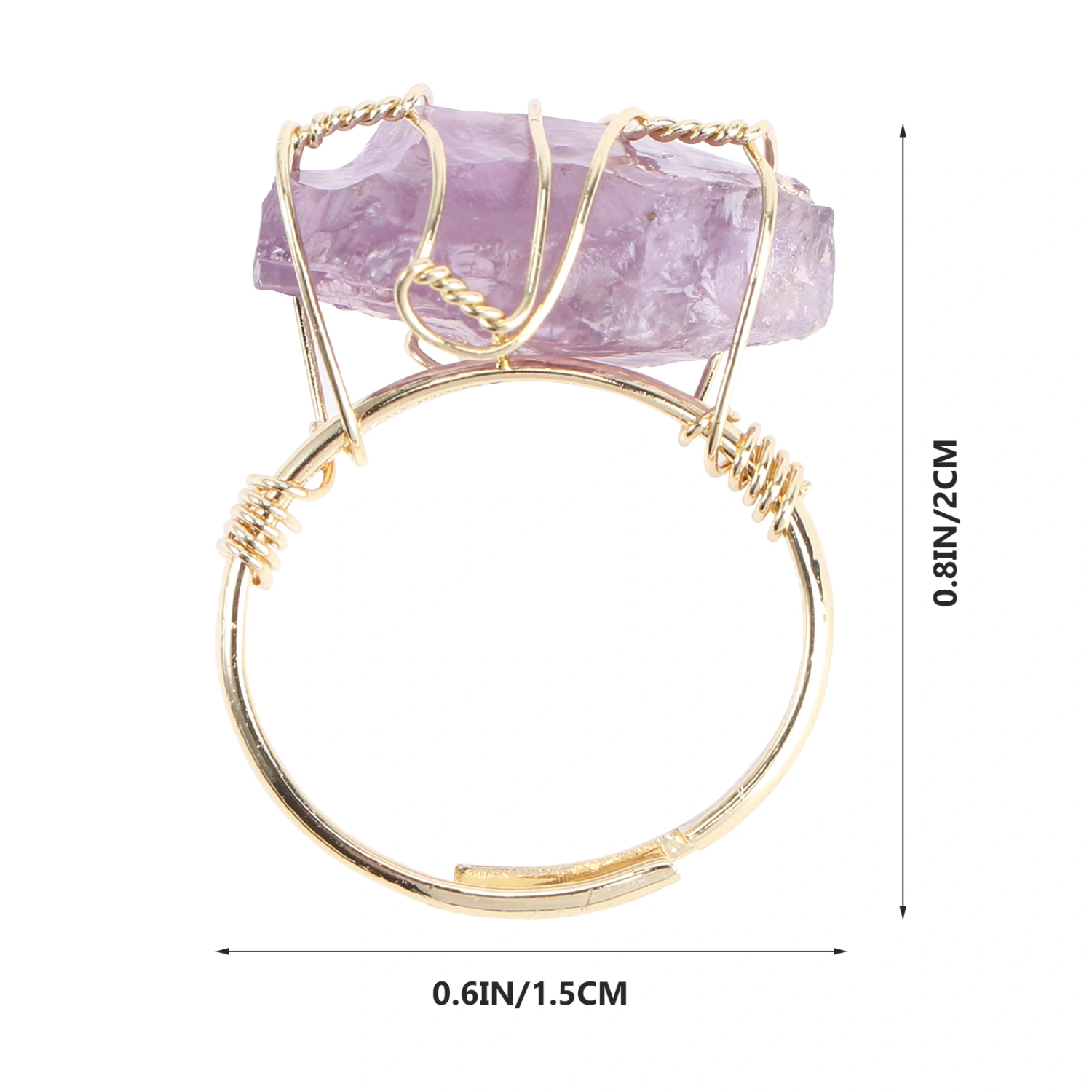 1pc 	Natural Crystal Finger Ring Jewelry Opening Ring Adjustable Finger Ring