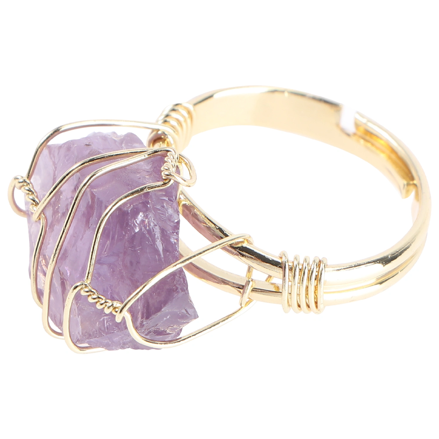 1pc 	Natural Crystal Finger Ring Jewelry Opening Ring Adjustable Finger Ring
