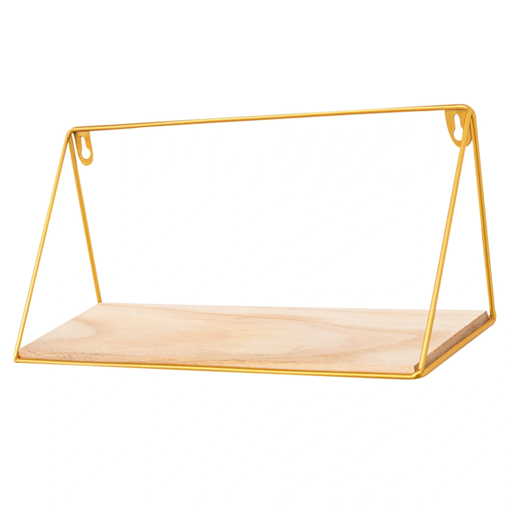 Wall Rack Simple Iron Wall Organizer Durable Hanging Shelf for Home Store (Large Size, Golden)