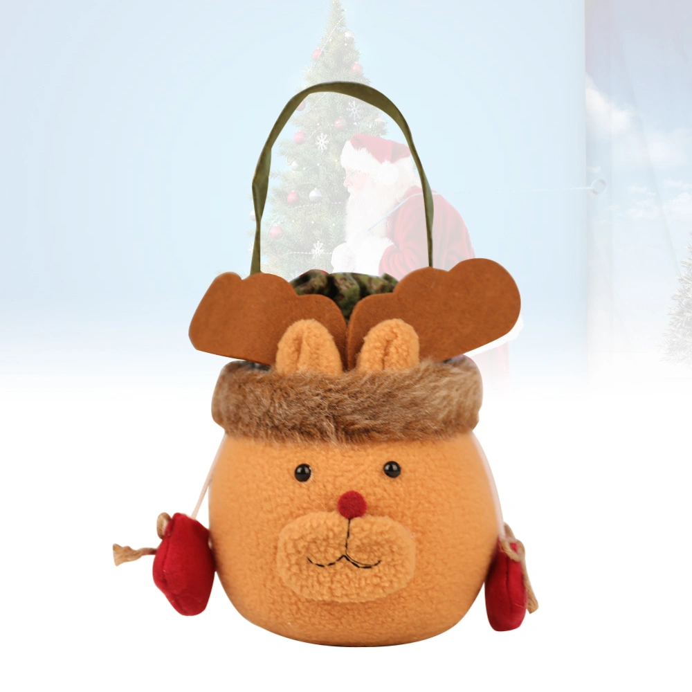 Christmas Portable Tote Bag Apple Holder Container Gift Favors Candy Drawstring Bag (Elk)