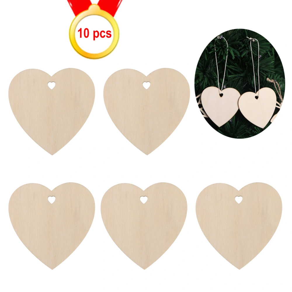 10pcs Christmas Wooden Hanging Decor Embellishments for Christmas Tree Home Wall Decor (Heart)