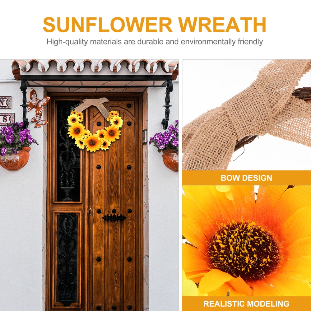 1pc Artificial Sunflower Garland Simulation Wreath Pendant Hanging Ornament